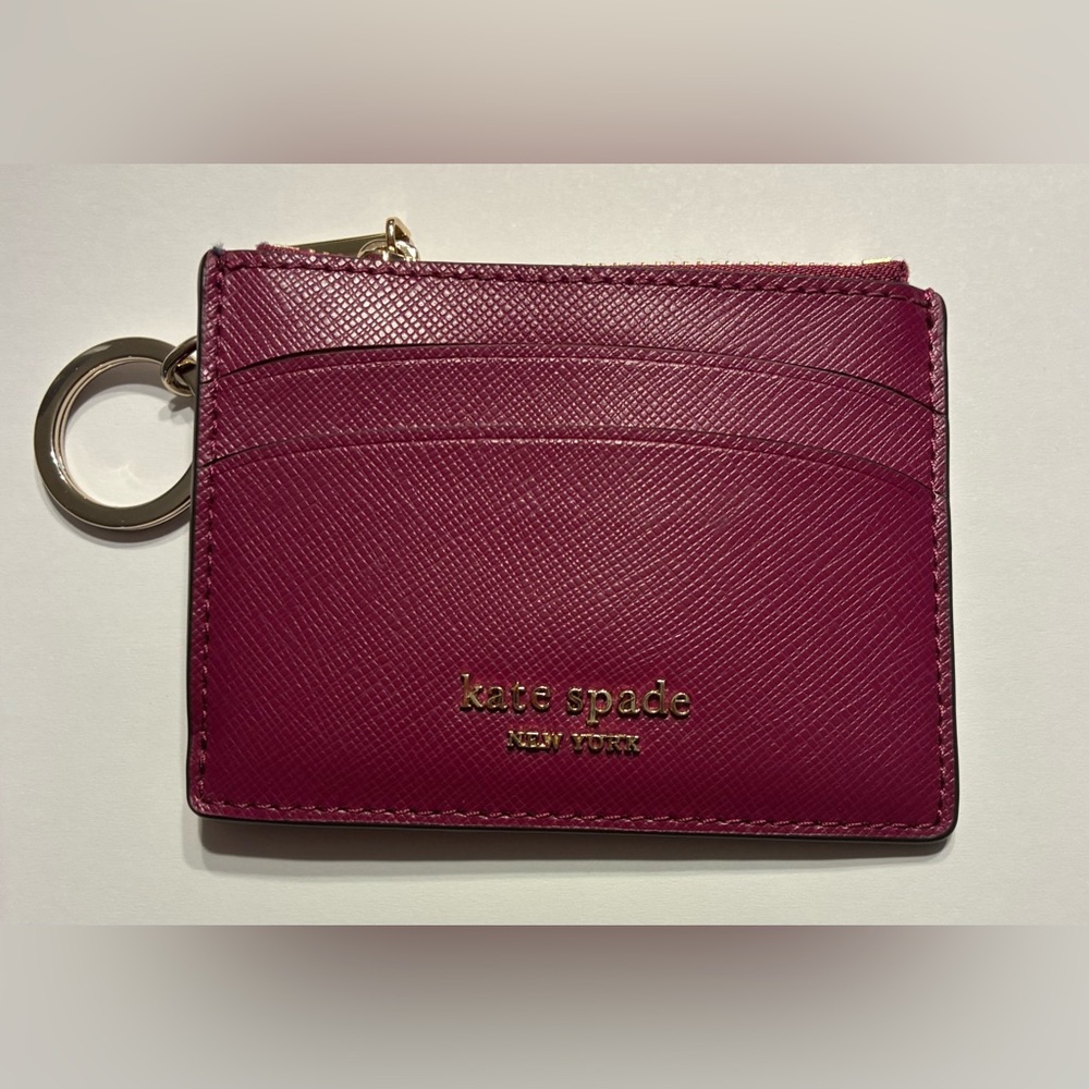 kate spade New York Plum Zip Card Holder with Key Ring